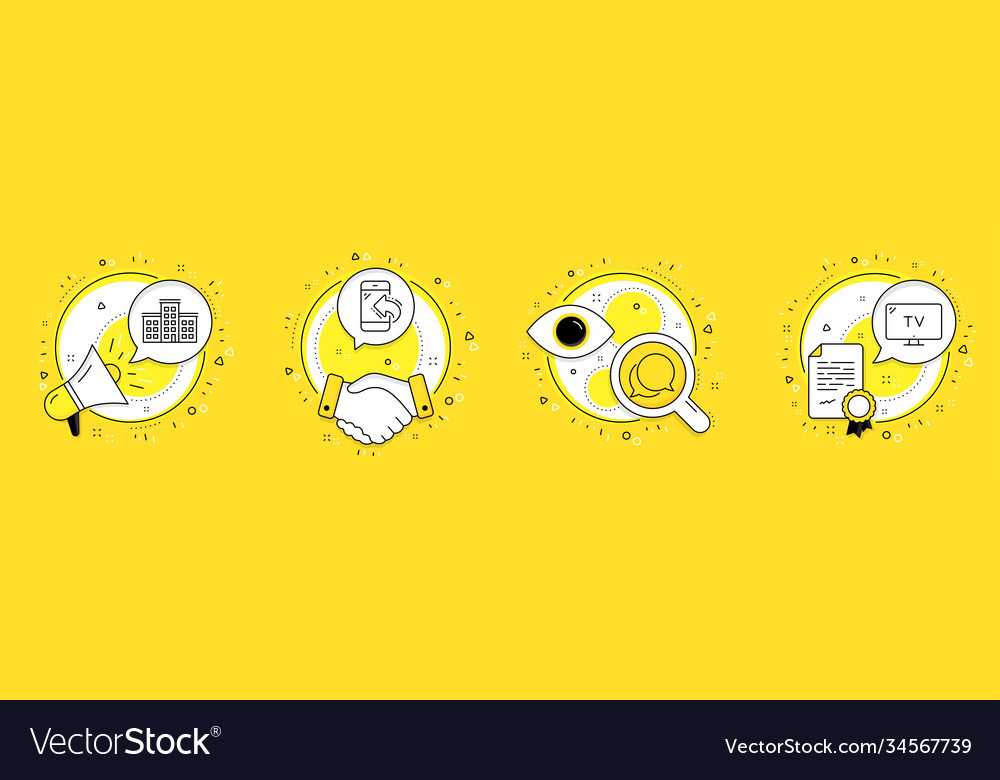 Chat message incoming call and company icons set vector image Chat message incoming call and company icons set