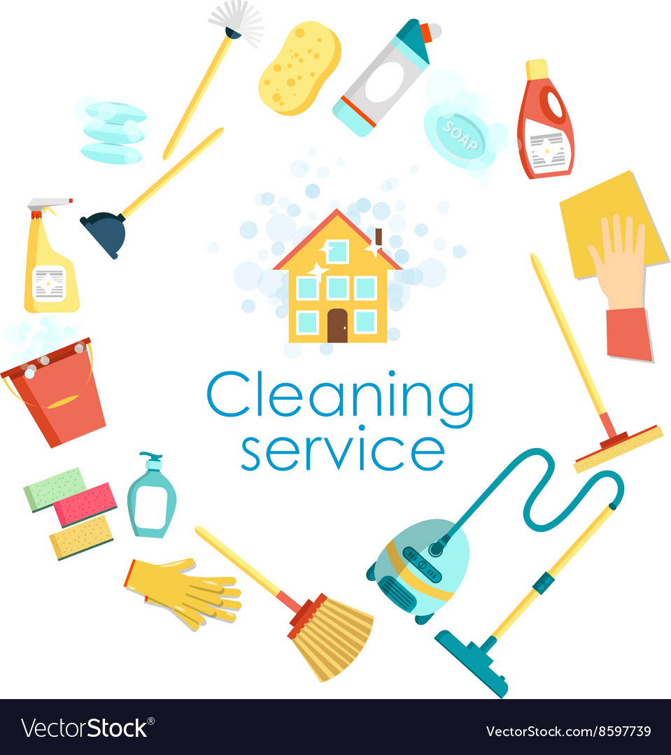 Concept cleaning service flat set cleaning tools Vector Image