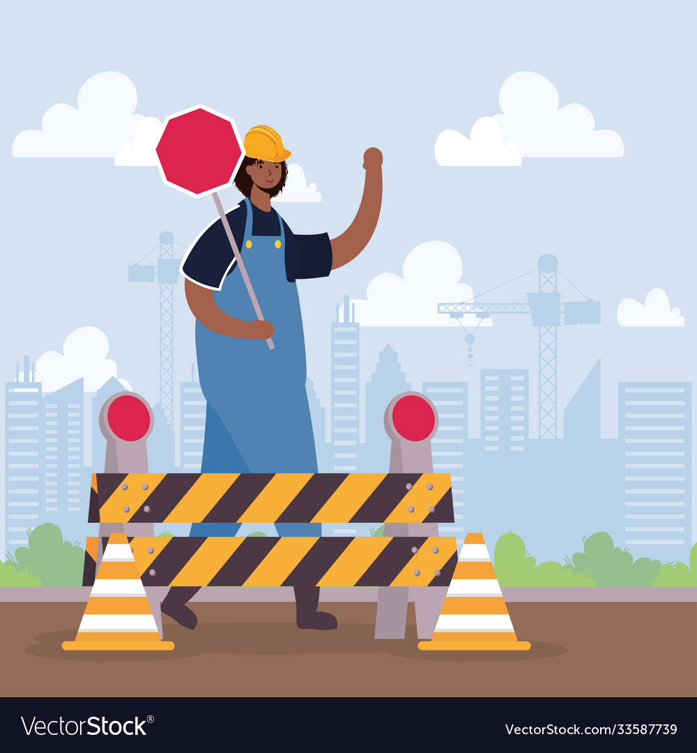 Constructor worker with barricade and stop signal