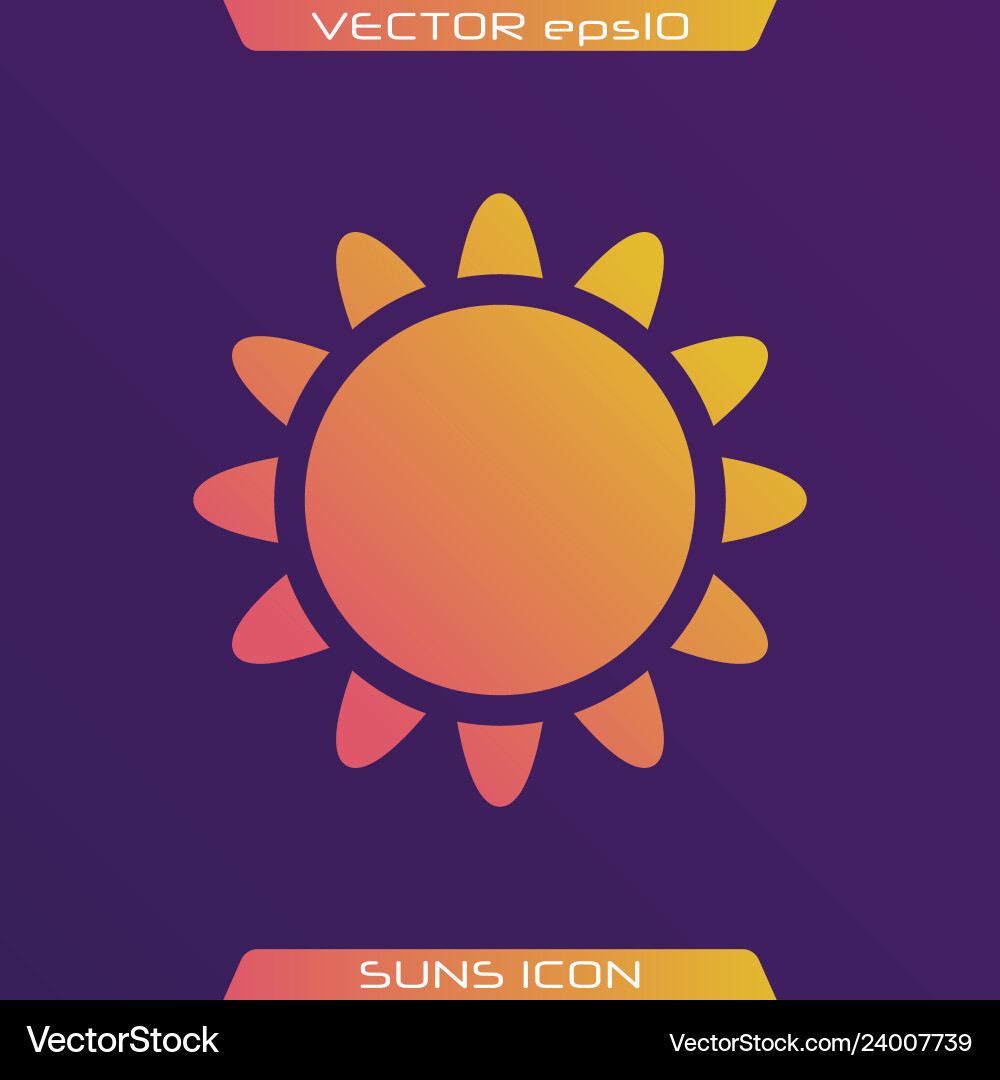 Flat sun icon Royalty Free Vector Image - VectorStock