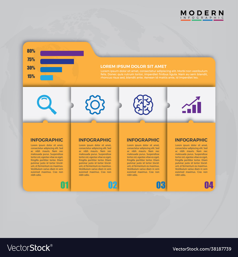 Infographic 4 steps and option with folder shape Vector Image Infographic 4 steps and option with folder shape