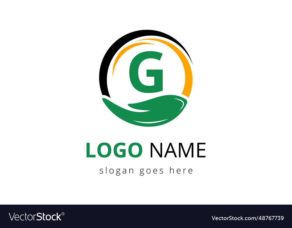 Letter g with charity logo template