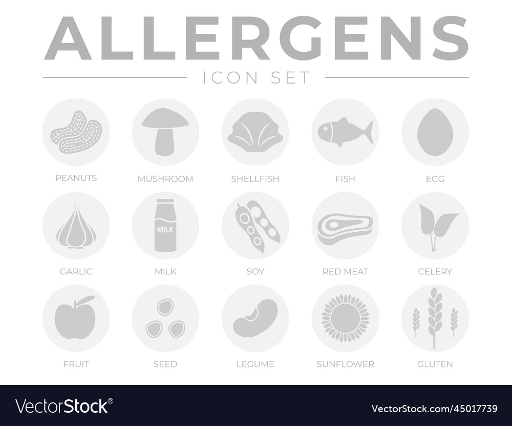 Light allergens icon set mushroom