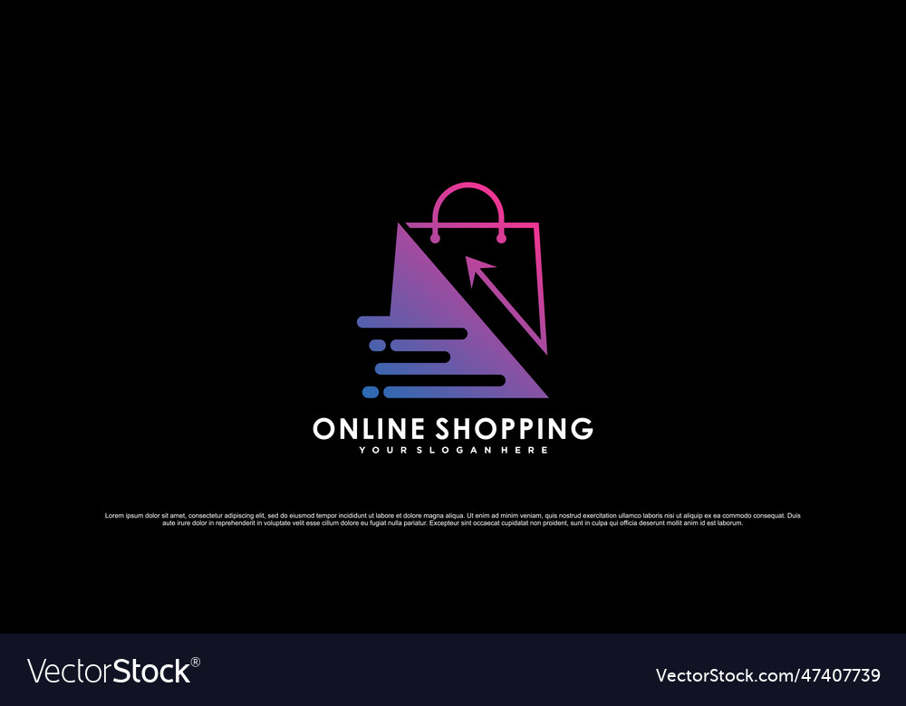 Online shopping icon logo design for commerce vector image Online shopping icon logo design for commerce