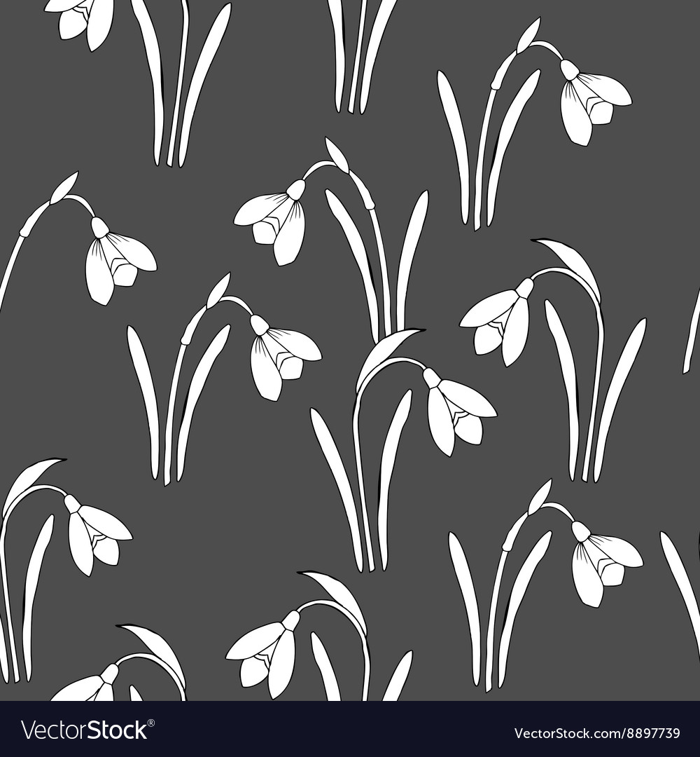 Seamless pattern with snowdrops