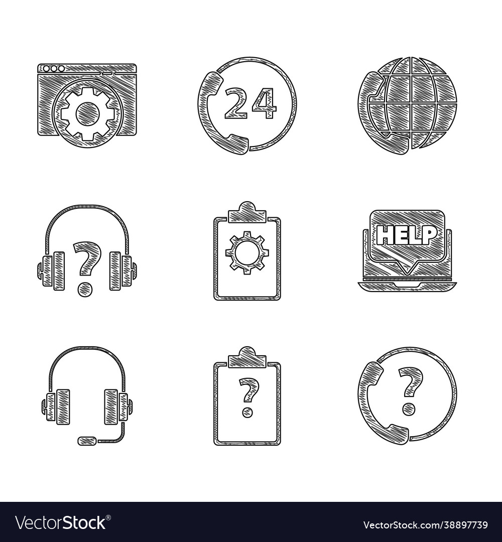 Set checklist with 24 hours service clipboard vector image Set checklist with 24 hours service clipboard