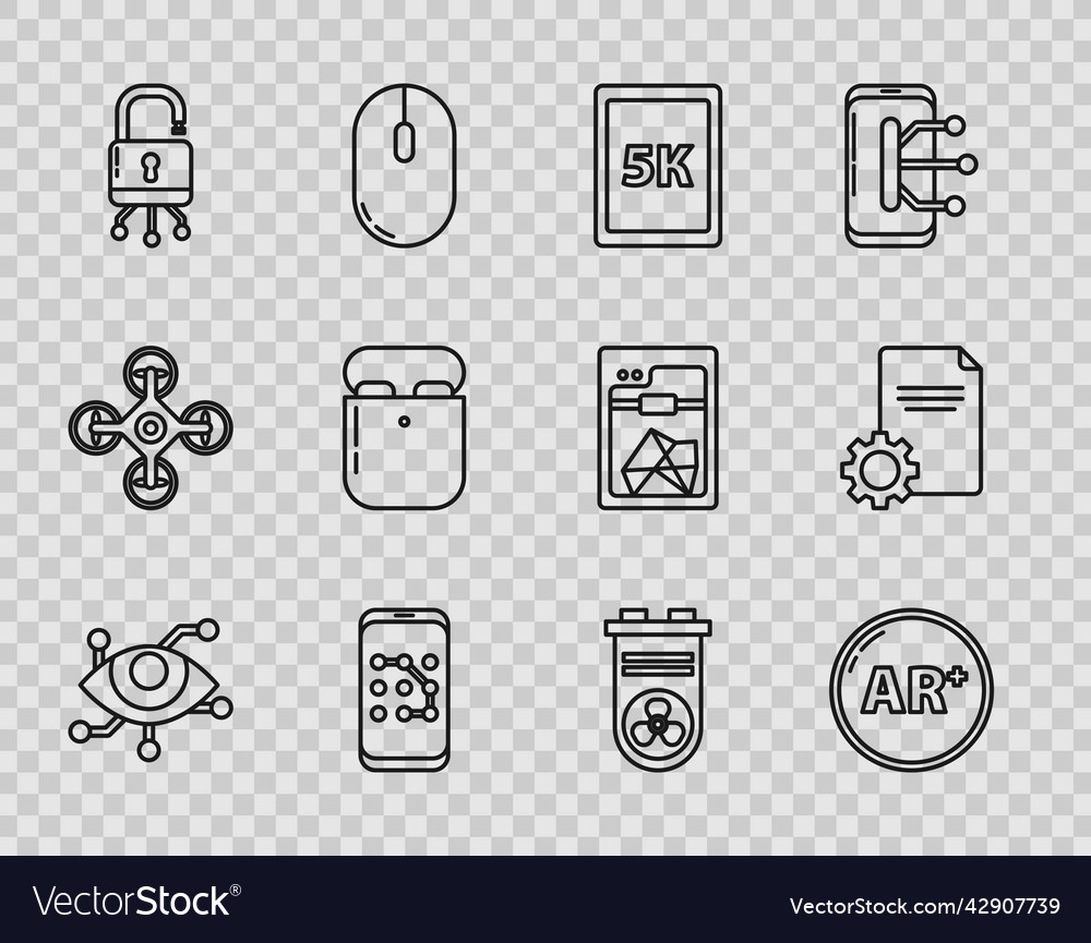 Set line virtual reality ar augmented tablet vector image Set line virtual reality ar augmented tablet
