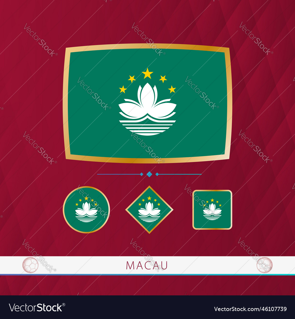 Set of macau flags with gold frame for use