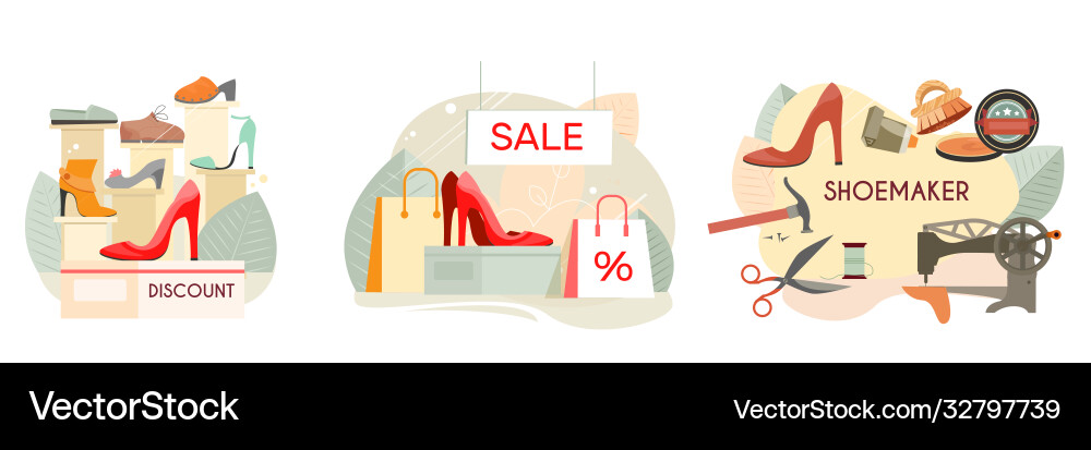 Shoes flat set Royalty Free Vector Image - VectorStock