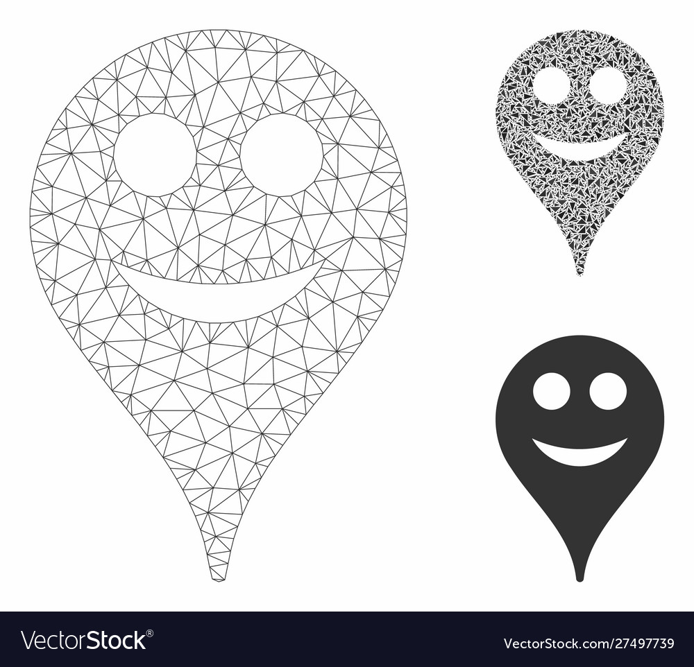 Smile smiley map marker mesh network model Vector Image Smile smiley map marker mesh network model