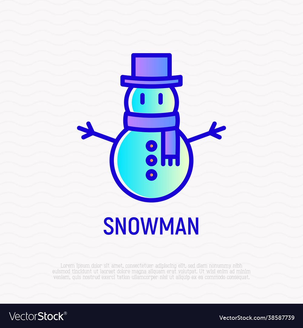 Snowman in Hut und Schal dünne Linie Icon modern