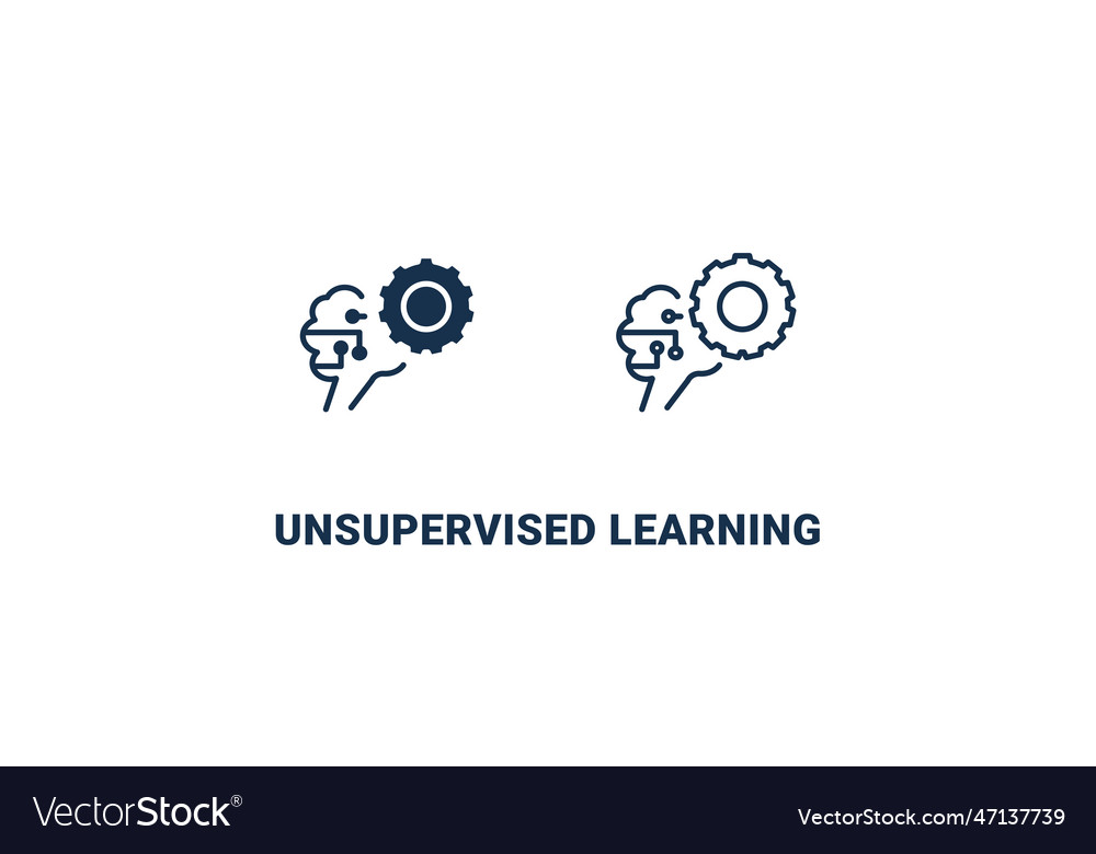 Unsupervised learning icon outline and filled