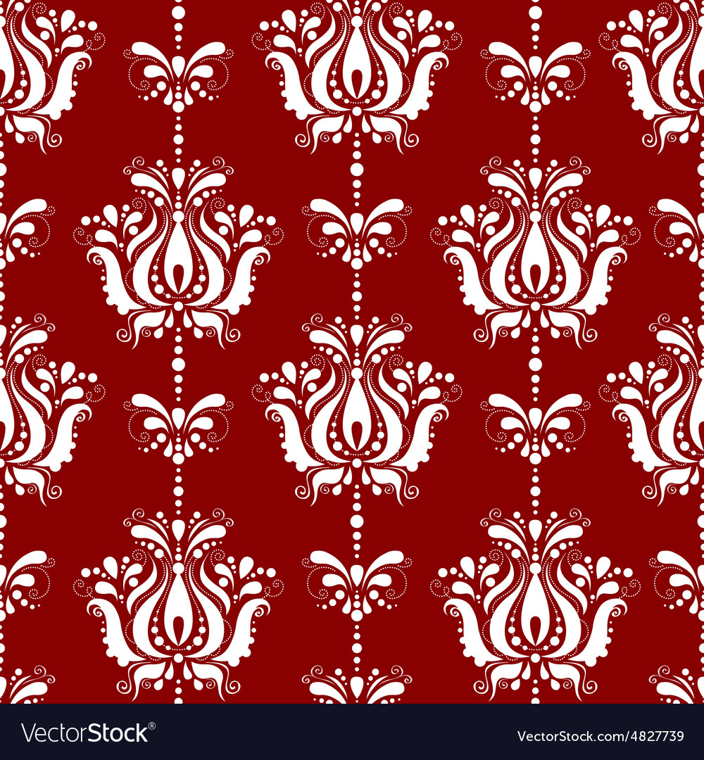 Vintage Red and White Scroll Pattern