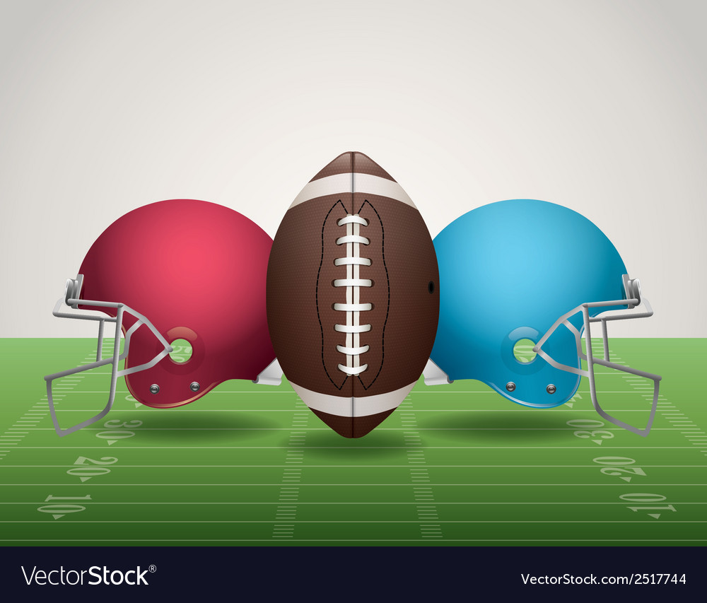 American football helmets landscape Royalty Free Vector