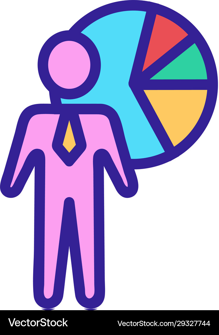 Businessman chart icon isolated contour Royalty Free Vector
