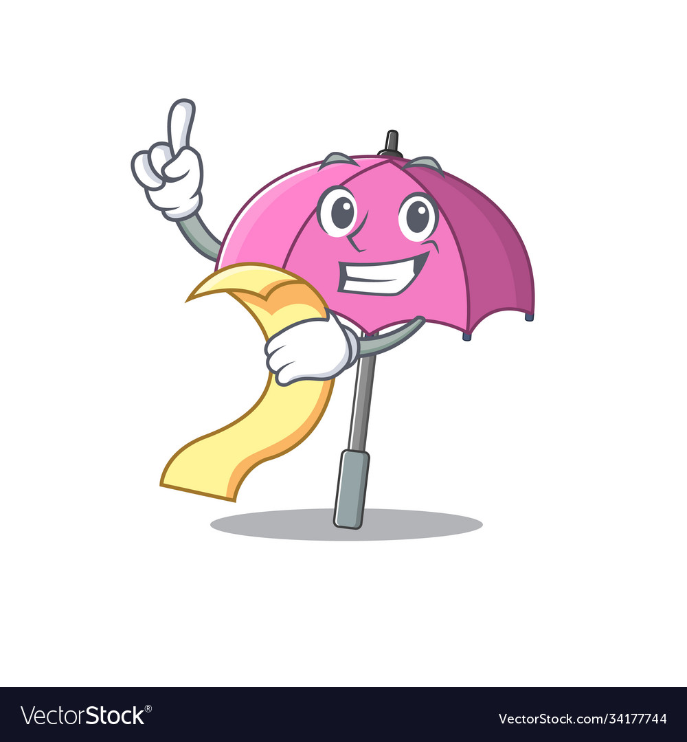 Cartoon character pink umbrella holding menu