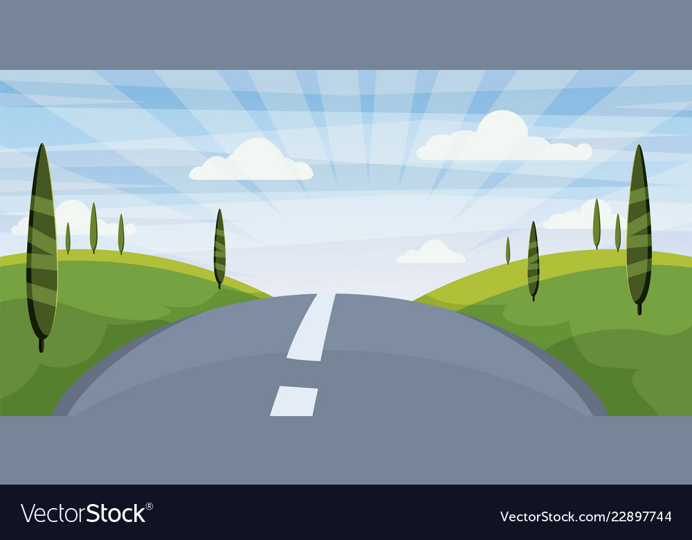 Cartoon landscape with road highway and summer Vector Image Cartoon landscape with road highway and summer Vector Image