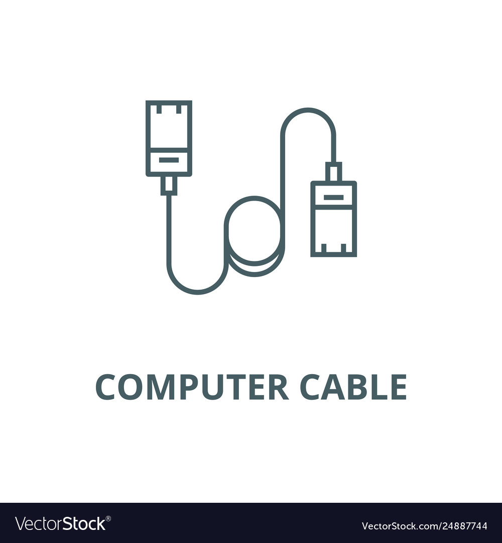 Computer cableethernet line icon vector image Computer cableethernet line icon