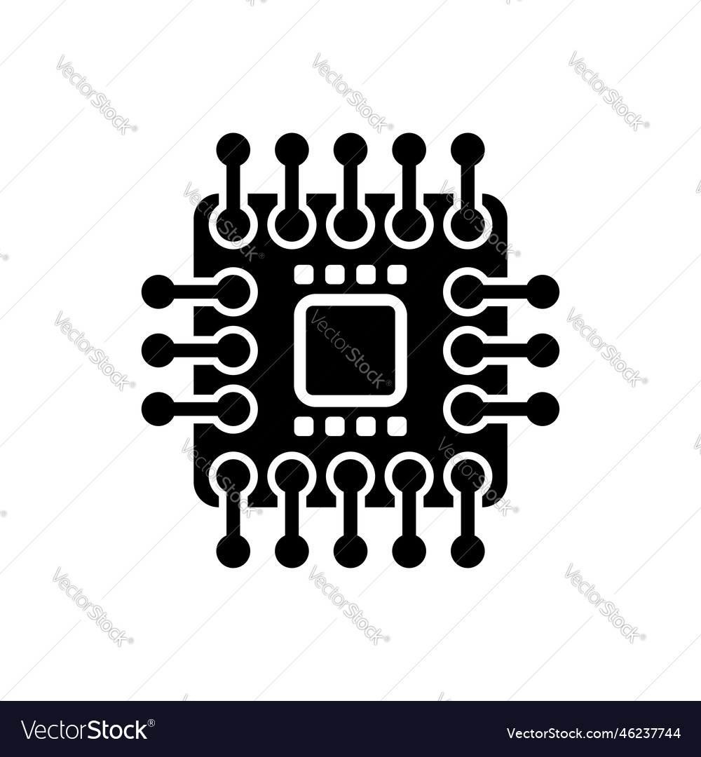 Computer microchip icon chip processor sign vector image Computer microchip icon chip processor sign