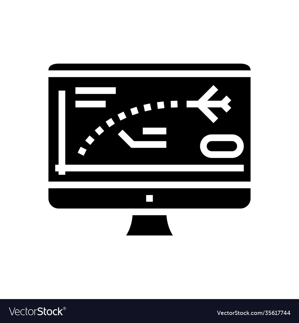 Flight path computer simulator glyph icon