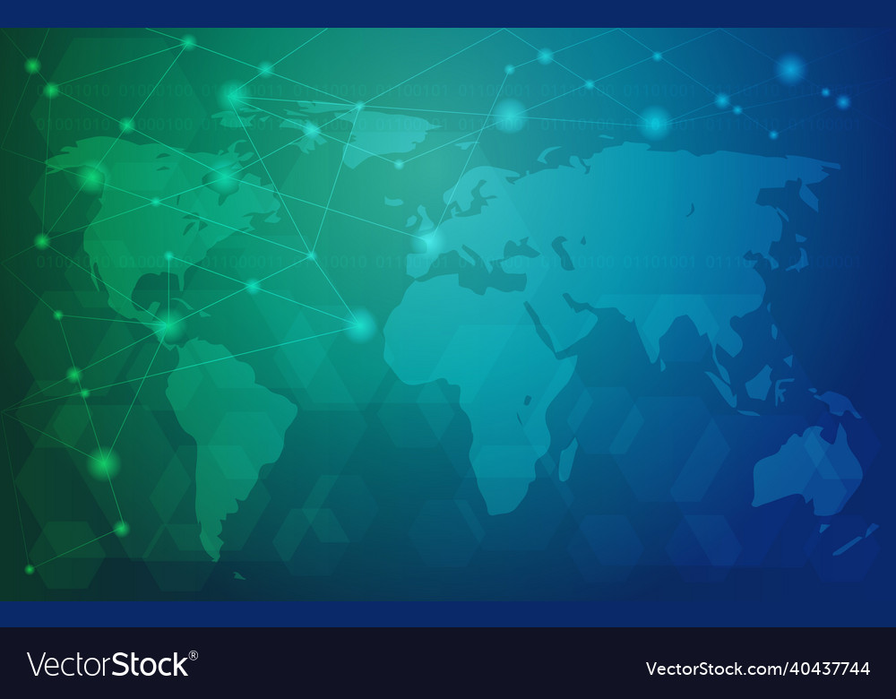 Global digital network communication connection vector image Global digital network communication connection
