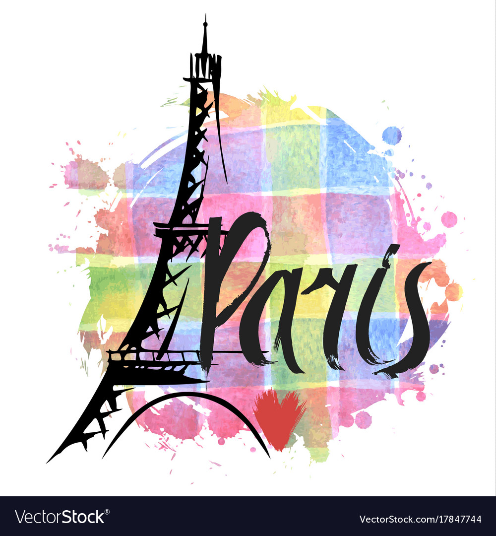 Hand drawn eiffel tower paris Royalty Free Vector Image