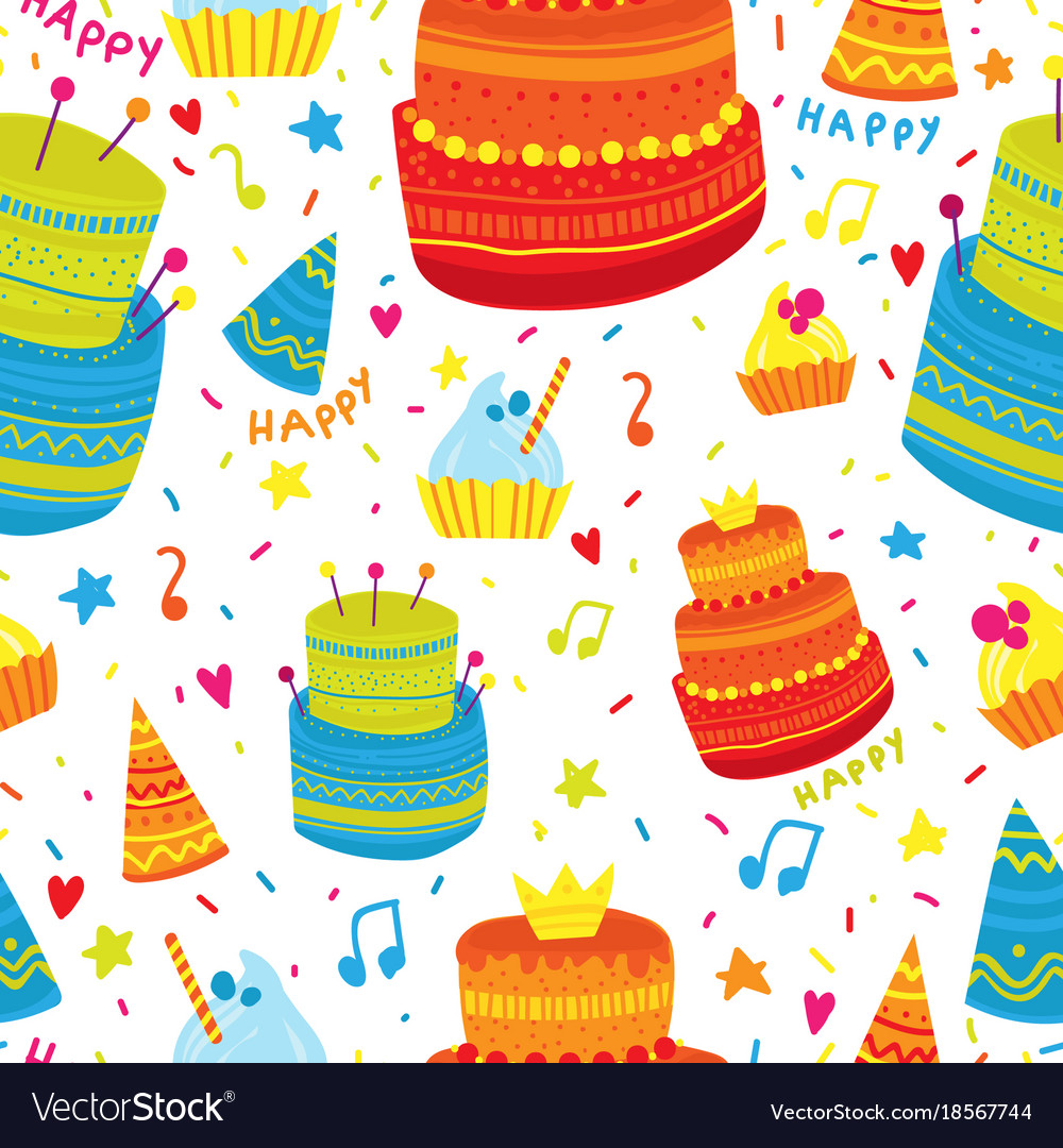 Hand drawn pattern with birthday elements