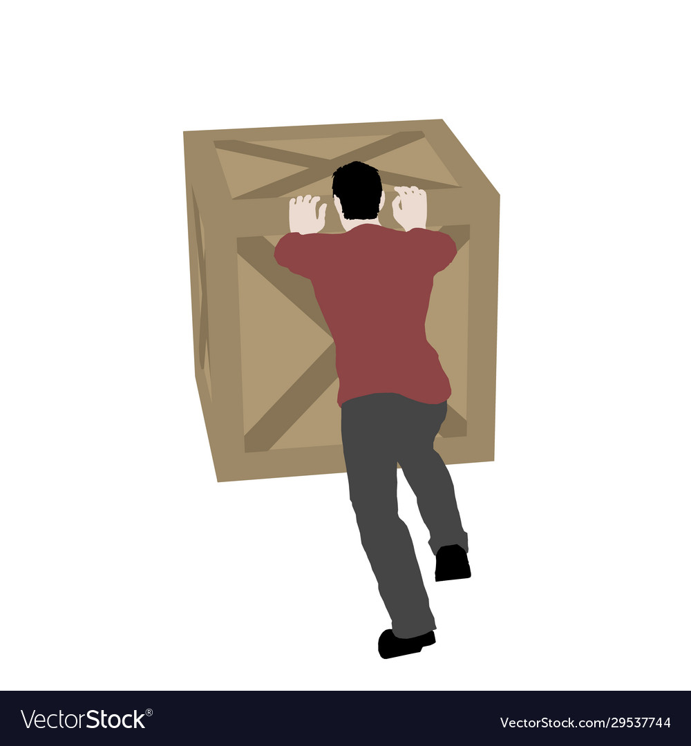 Man moving box isolated on white background