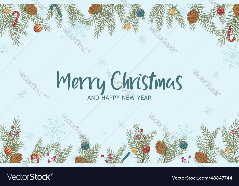 Merry christmas background with pine leaf ornament