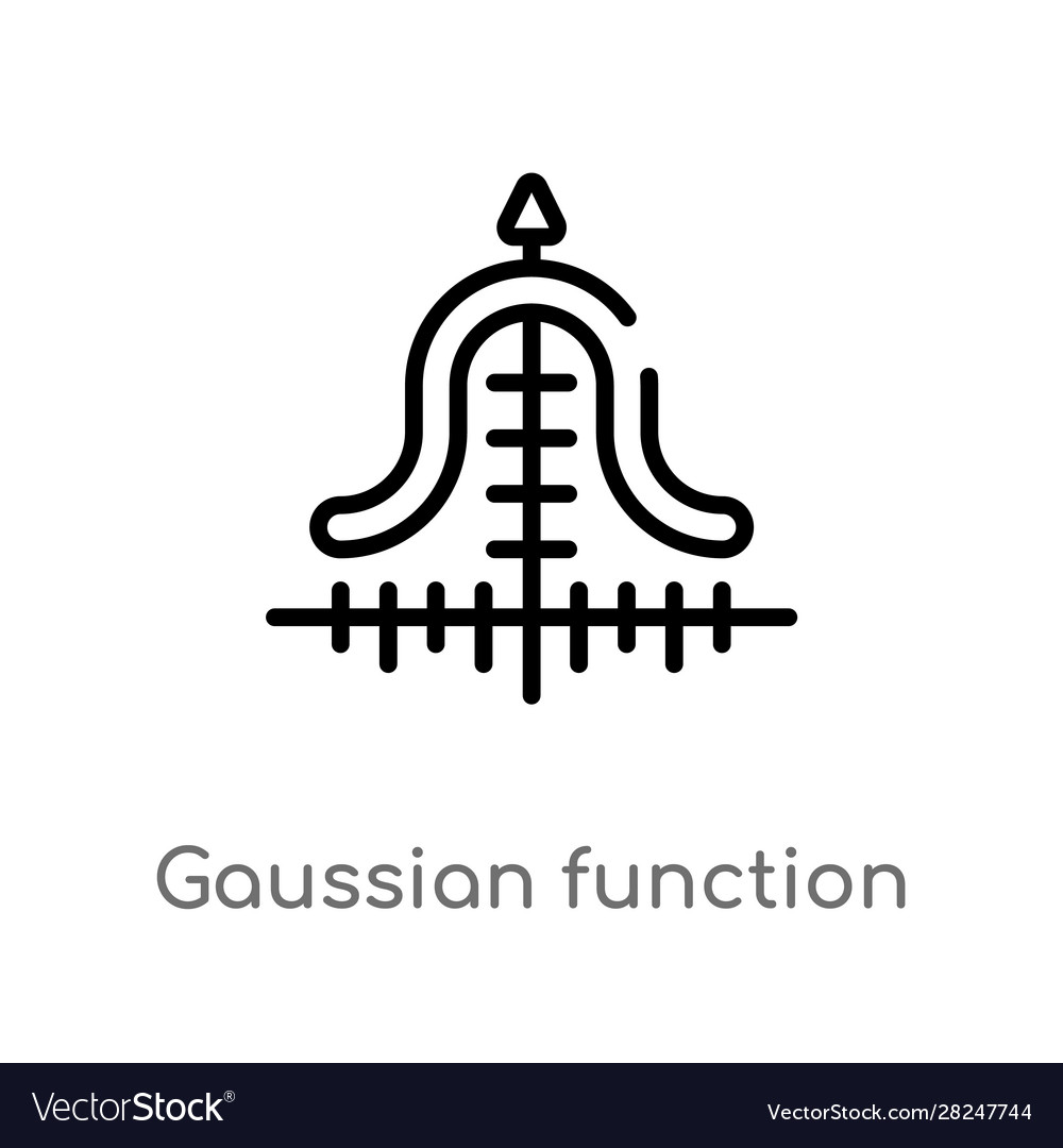Outline gaussian function icon isolated black vector image Outline gaussian function icon isolated black