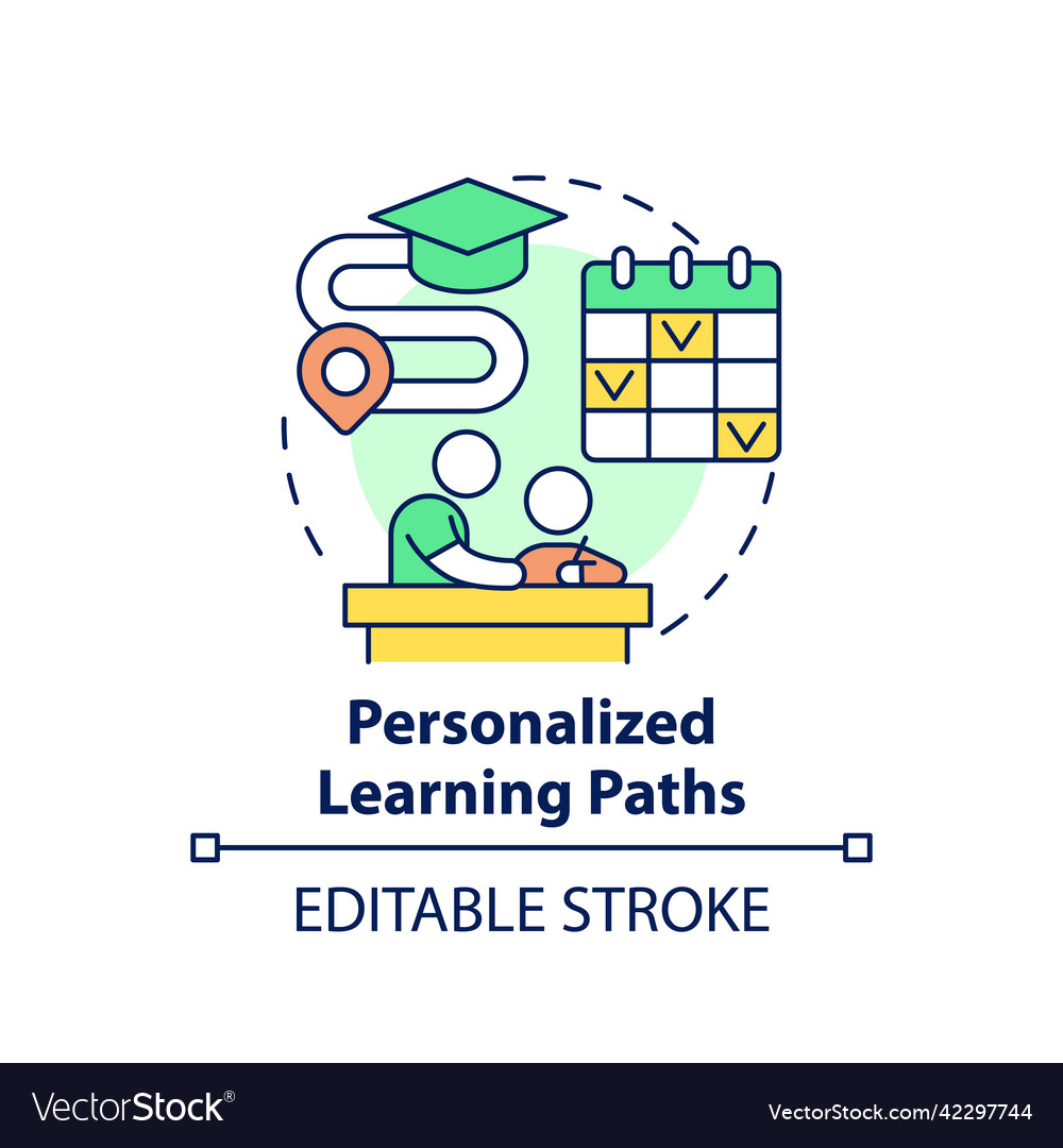 Personalized learning paths concept icon