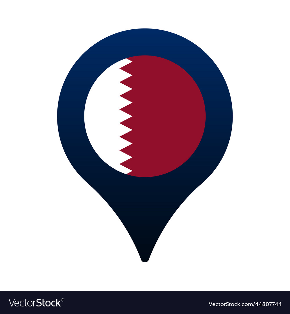 Qatar flag and map pointer icon national vector image Qatar flag and map pointer icon national