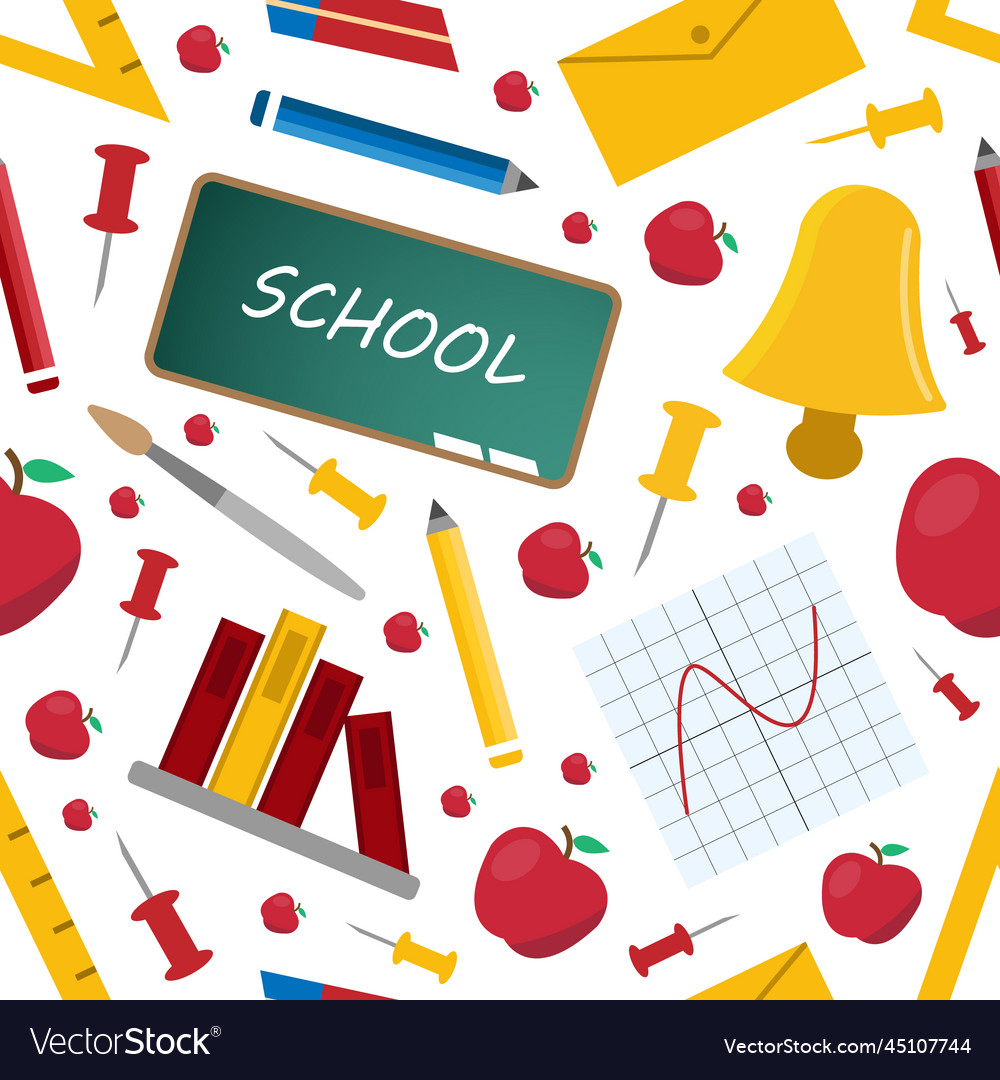 Seamless pattern on the topic of school items