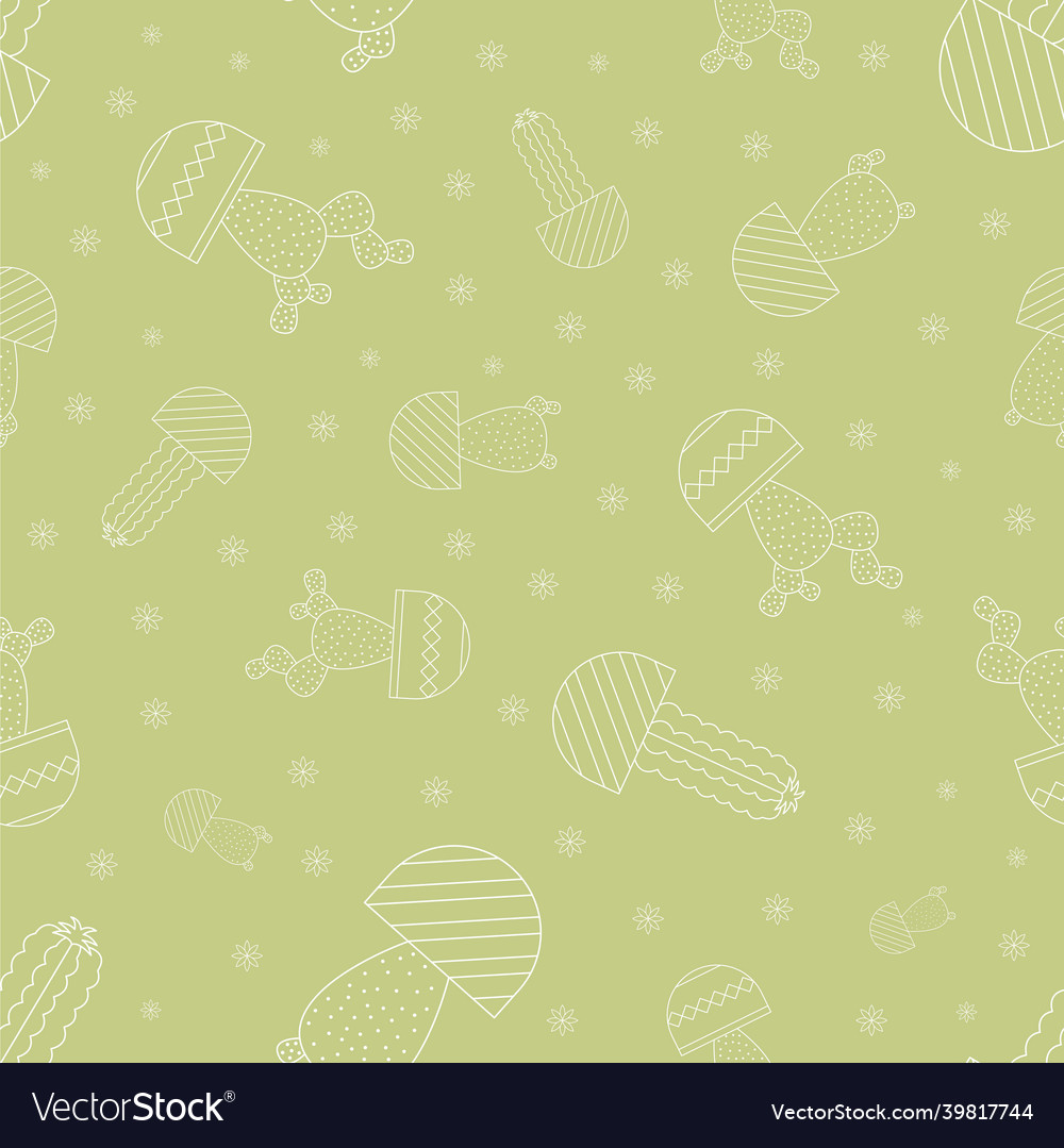 Seamless pattern with cactuses desert background