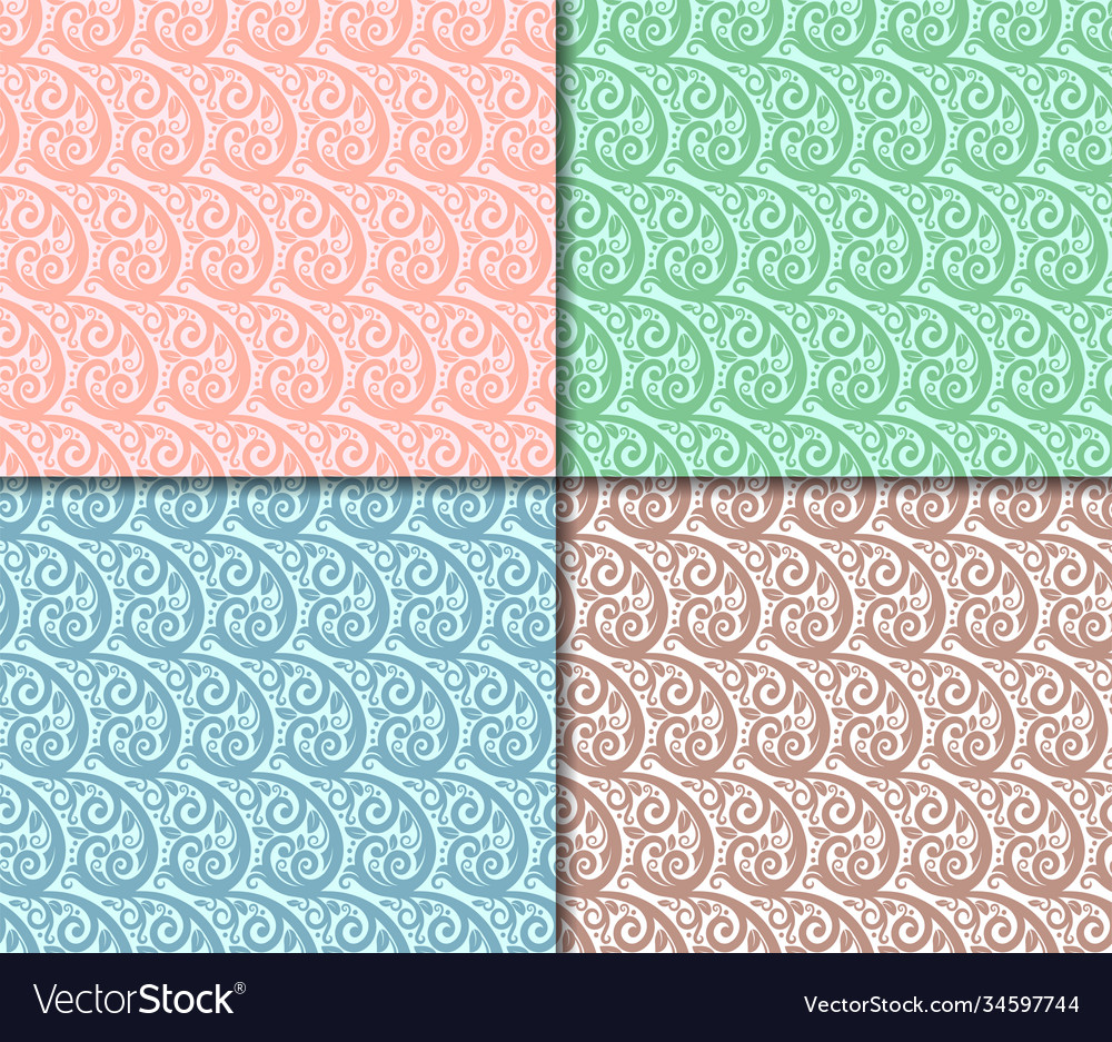 Set 4 variuos colors ethnic seamless pattern