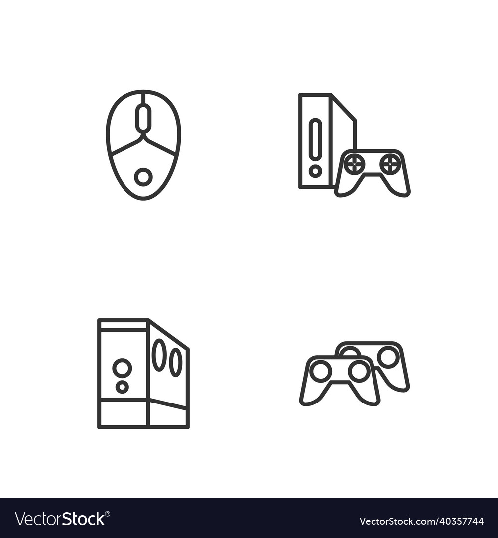 Set Line Spiel Controller oder Joystick-Fall Vector Image Set Line Spiel Controller oder Joystick-Fall