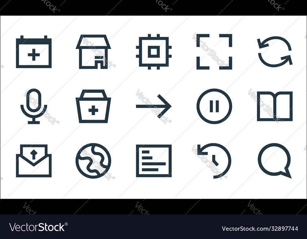 User interface line icons linear set quality vector image User interface line icons linear set quality