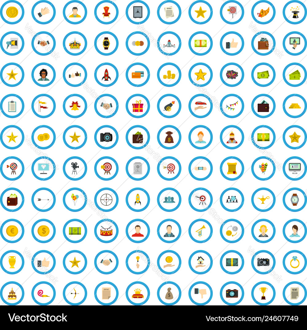 100 order icons set flat style Royalty Free Vector Image
