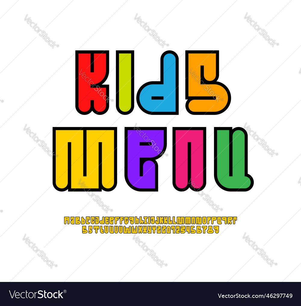 Abstract playful alphabet art multi - colored font