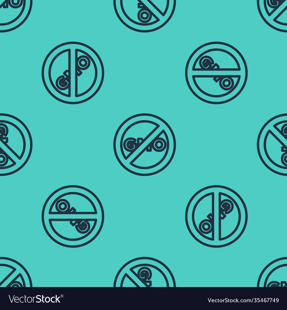 Black line no gmo icon isolated seamless pattern