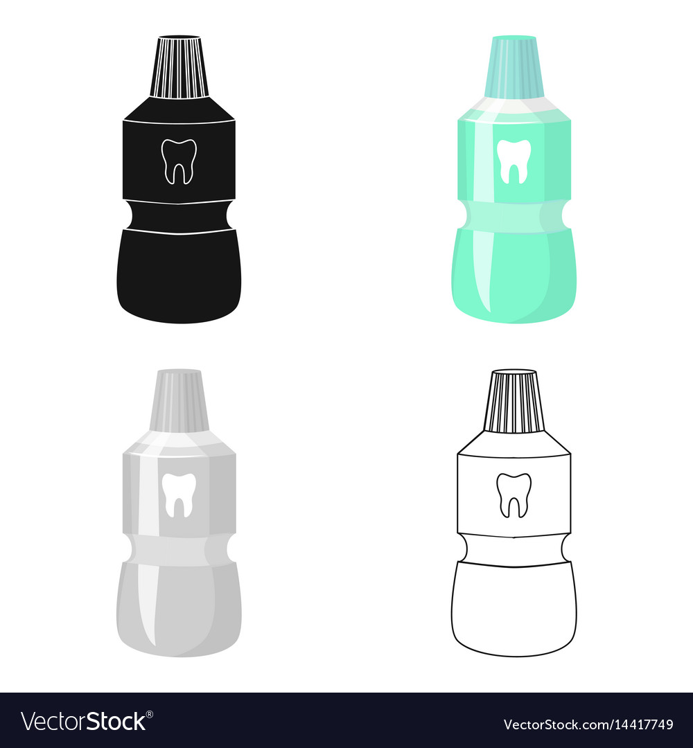 Bottle of mouthwash icon in cartoon style isolated