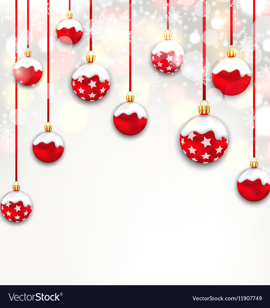 Christmas glassy balls on shimmering light Vector Image