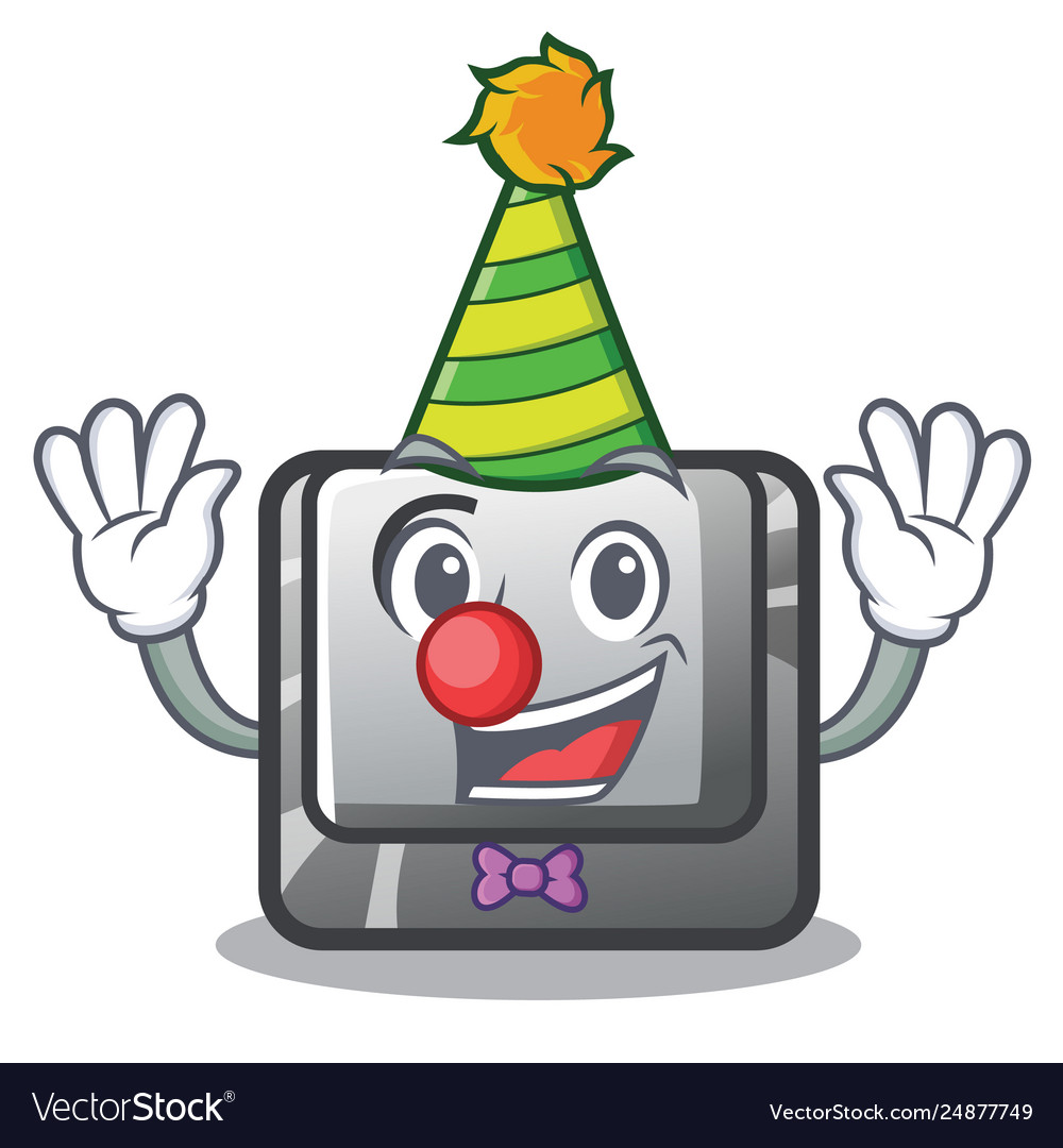 Clown button c installed on cartoon computer