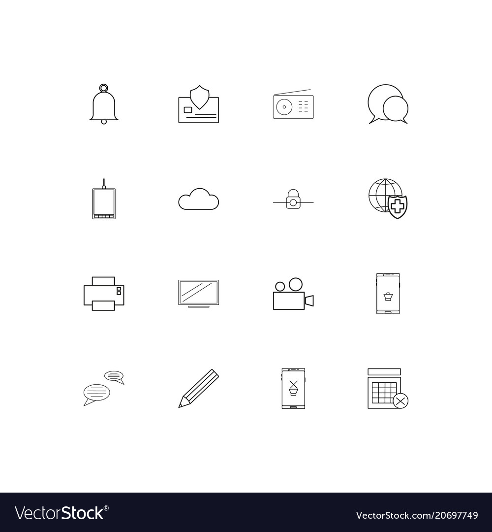 Devices simple linear icons set outlined