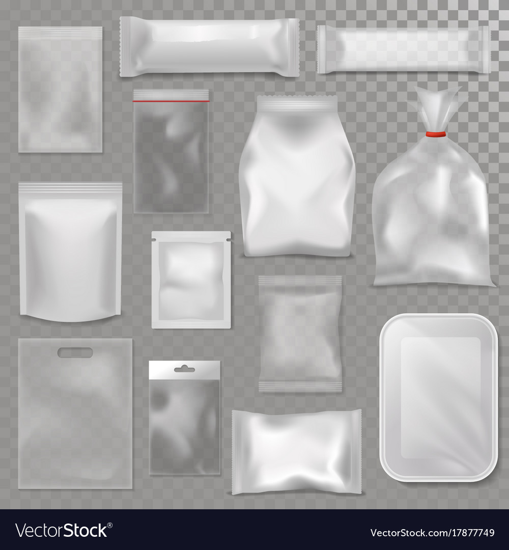 Download Empty Plastic Bag Package Mockup Transparent Pack Vector Image