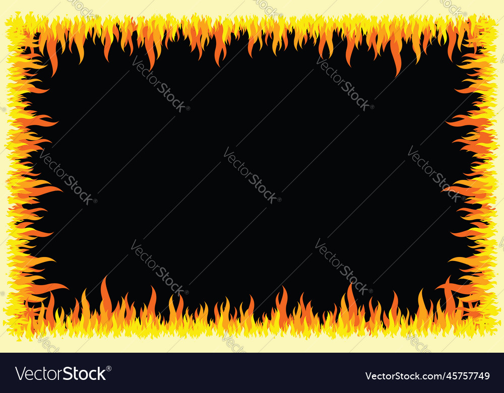 Flames effect boder frame with black background