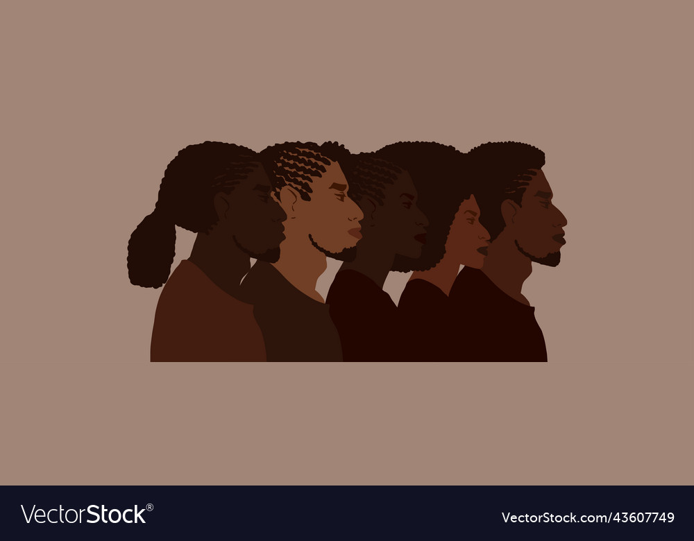 Gruppe der afrikanischen Amerikaner mit verschiedenen vector image Gruppe der afrikanischen Amerikaner mit verschiedenen