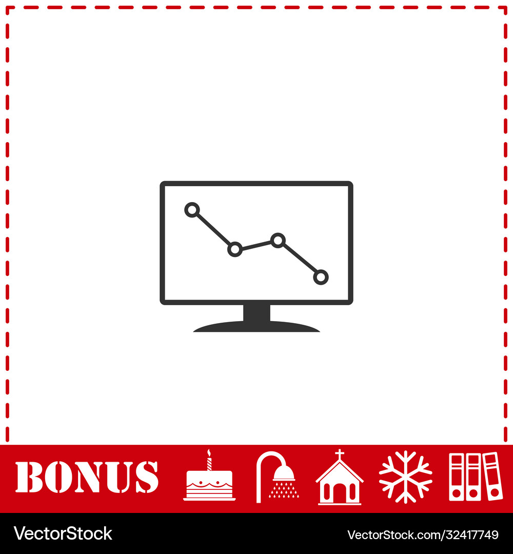Monitoring icon flat Royalty Free Vector Image