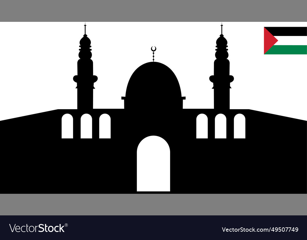 Palestine al aqsa mosque with flag compound Vector Image