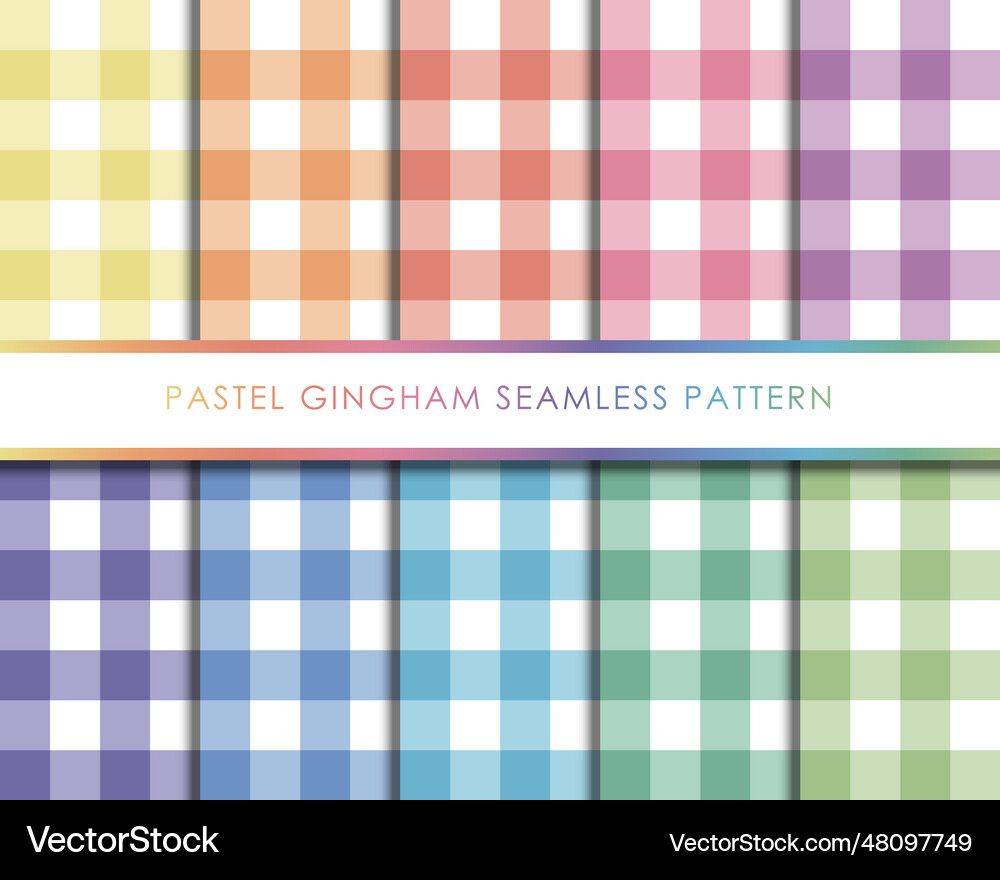Pastel gingham seamless pattern set Royalty Free Vector
